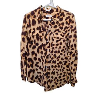 Equipment Femme 100% Silk Leopard Print Button-Down Blouse | Size Small